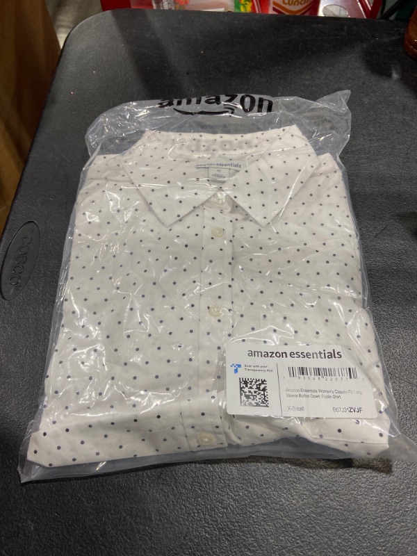 Photo 2 of Amazon Essentials Women's Classic-Fit Long-Sleeve Button-Down Poplin Shirt X-Small White, Dots