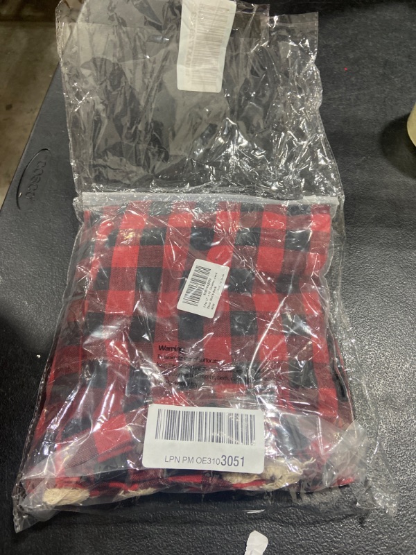 Photo 1 of 2 Pack Exlarge Christmas Buffalo Plaid Santa Sack with Drawstring- 28" × 20" Xmas Canvas Heavy Duty Present Storage Bag Personalized Laundry Basket for Storing Stocking Stuffers Presents(Red and Black)
