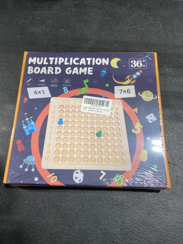 Photo 2 of EnerPlex Multiplication Games Board Game Table Wooden Math Children Counting Toy Educational Multiplication Board Game Wooden Math Blocks Board for Toddlers Kids