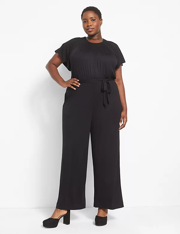 Photo 1 of 4X WOMENS JUMPSUIT LONG BLACK SHORT SLEEVE 