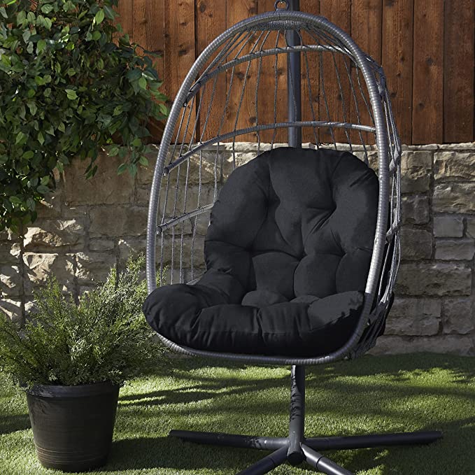Photo 1 of 44 x 27 x 4 inches Mozaic Home Egg Chair Cushion, 1 Count (Pack of 1), Black
