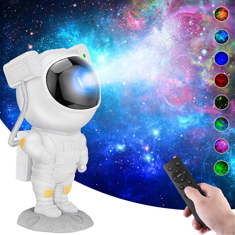 Photo 1 of Astronaut Projector Lamp, Starry Night Projector Table Lamp Multiple Modes LED Ambient Night Light with Remote Control Spaceman Table Lamp Indoor Bedroom Decoration Creative Gift for Kids
