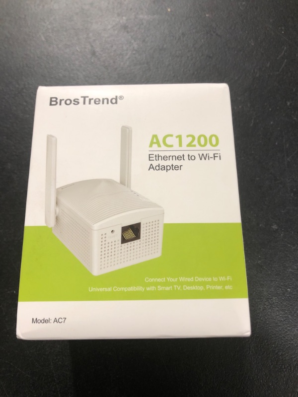 Photo 3 of BrosTrend Dual Band 1200Mbps WiFi Bridge, Convert Your Wired Device to Wireless Network, Works with Any Ethernet-Enabled Devices, WiFi to Ethernet Adapter with Standard RJ45 LAN Port, Easy Setup