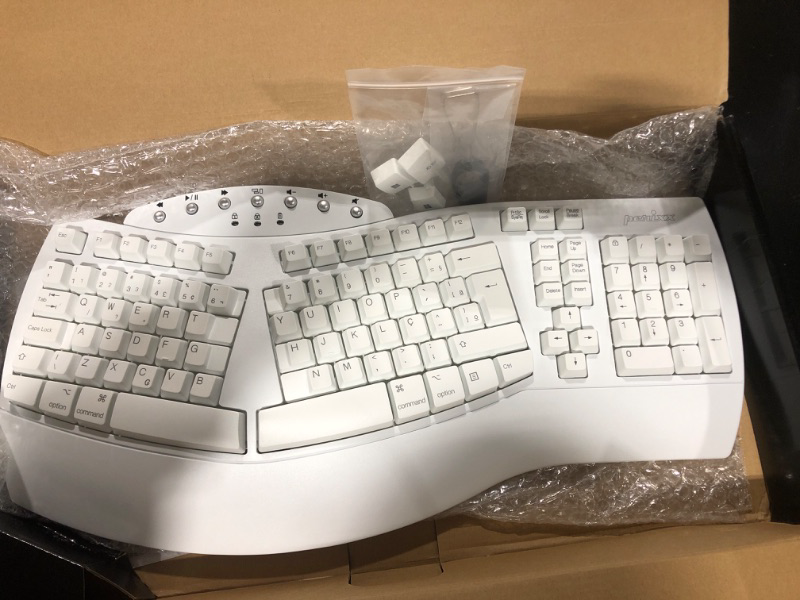 Photo 2 of Perixx PERIBOARD-612W BR Wireless Ergonomic Split Keyboard - Compatible with Windows and Mac OS X System - White - Brazilian ABNT Layout with Ç