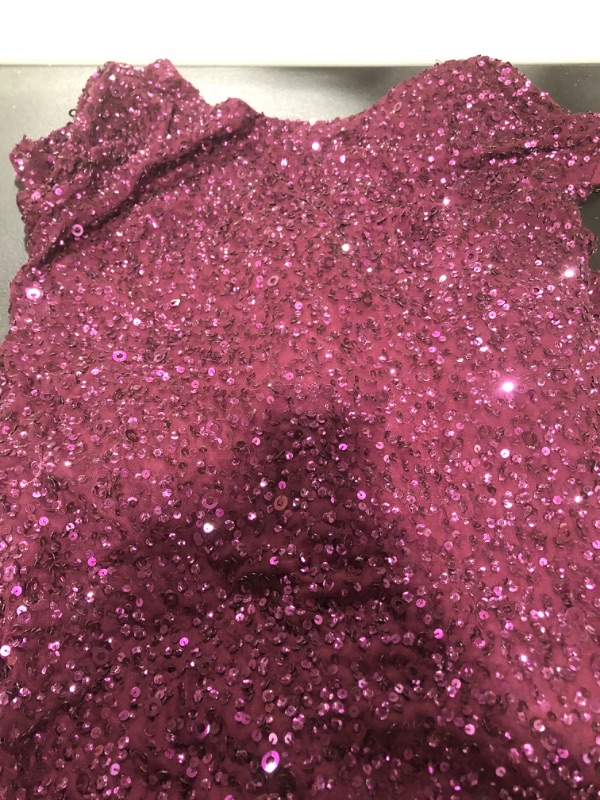 Photo 3 of Adrianna Papell Women's Short-Sleeve All Over Sequin Gown SIZE 16 Cabernet