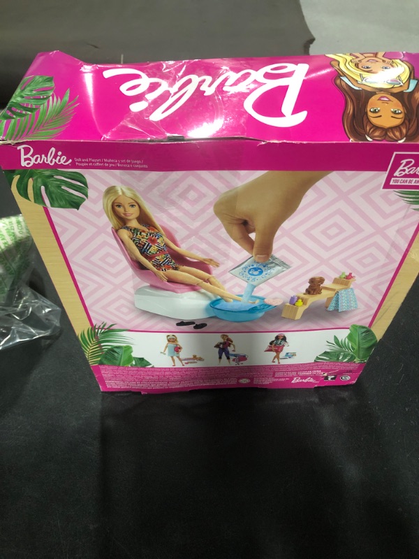 Photo 3 of Barbie Mani-Pedi Spa Playset with Blonde Doll, Puppy, Foot Spa & Accessories, 2 Fizzy Packs Create Foaming Foot Bath, Color-Change on Doll’s Nails, Gift for Kids 3 to 7 Years Old? Mani-Pedi Spa Set