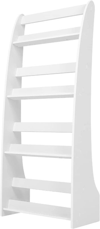 Photo 1 of foriy Magazine Holder, Floor-Standing Magazine Rack, Brochure Display Stand Floor, Catalog Literature Display Rack Brochure Holder Leaflet Coupon Stand with 4 Tiered Design for Home Office, White
