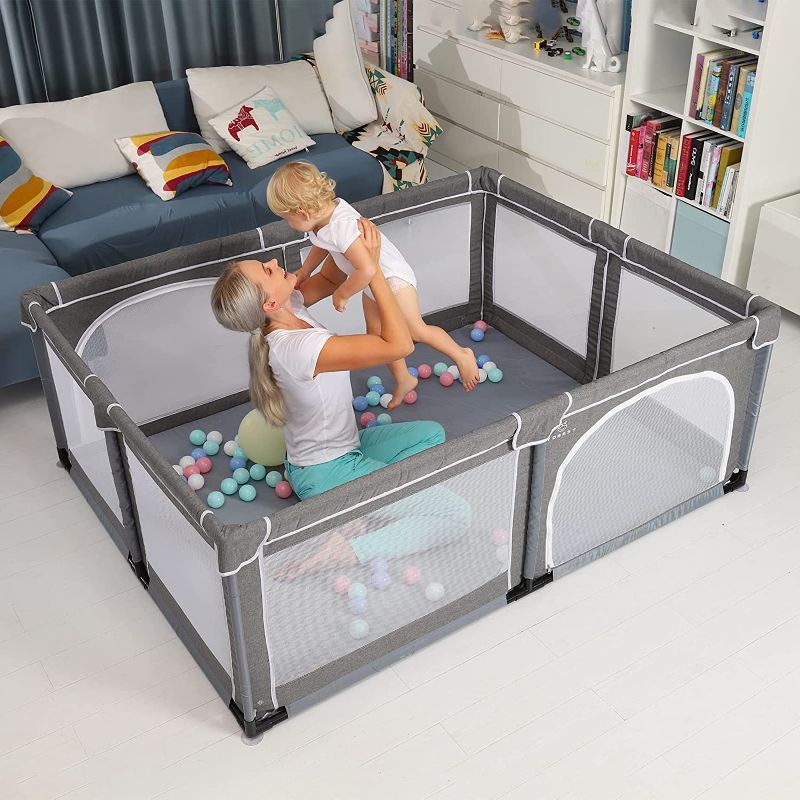 Photo 1 of YOBEST Baby Playpen, Extra Large Playard, Indoor & Outdoor Kids Activity Center with Anti-Slip Base, Sturdy Safety Play Yard with Super Soft Breathable Mesh, Fence Play Area for Babies, Toddler
