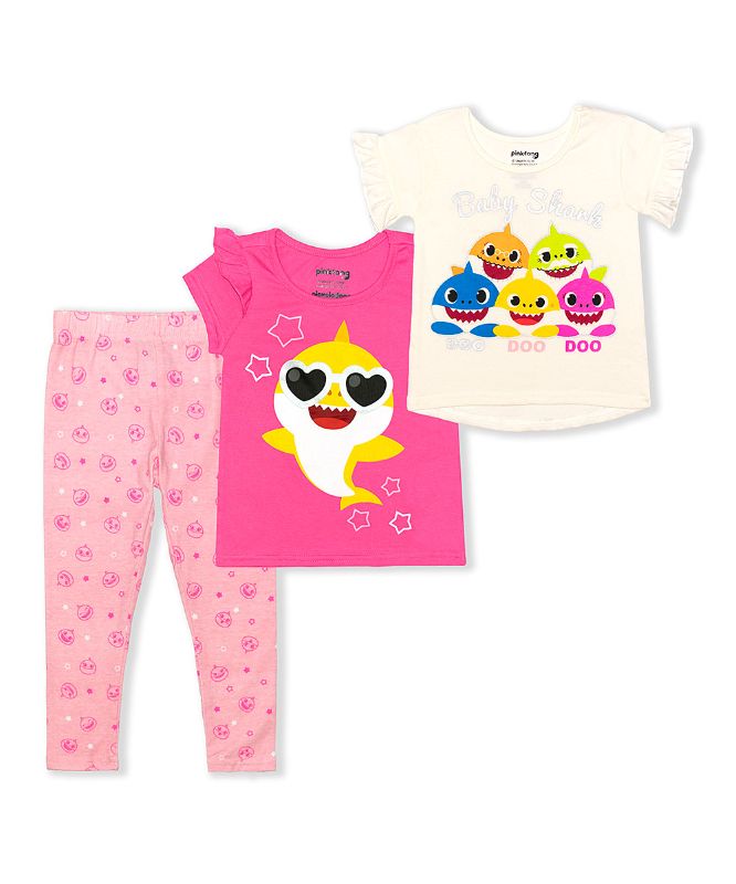 Photo 1 of Baby Shark Baby & Toddler Girl Short Sleeve T-shirts & Leggings 3pc Outfit Set SIZE 3T