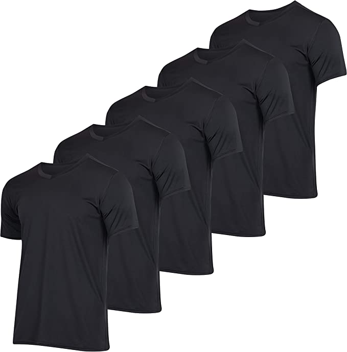 Photo 1 of 5 Pack: Men’s V-Neck Dry-Fit Moisture Wicking Active Athletic Tech Performance T-Shirt SIZE - XL 
