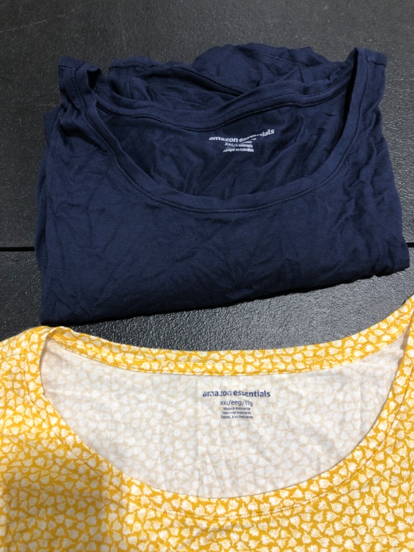 Photo 2 of 2 PACK WOMEN'S SHORT SLEEVE SHIRTS. YELLOW/BLUE. SIZE XXL. 