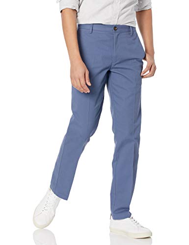 Photo 1 of Amazon Essentials Men's Slim-Fit Wrinkle-Resistant Flat-Front Chino Pant, Indigo, 35W X 32L
