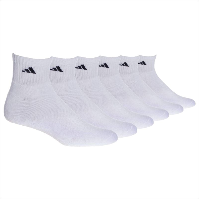 Photo 1 of Adidas Athletic 6-Pack Quarter Socks. SIZE 6-12 SHOE. 
