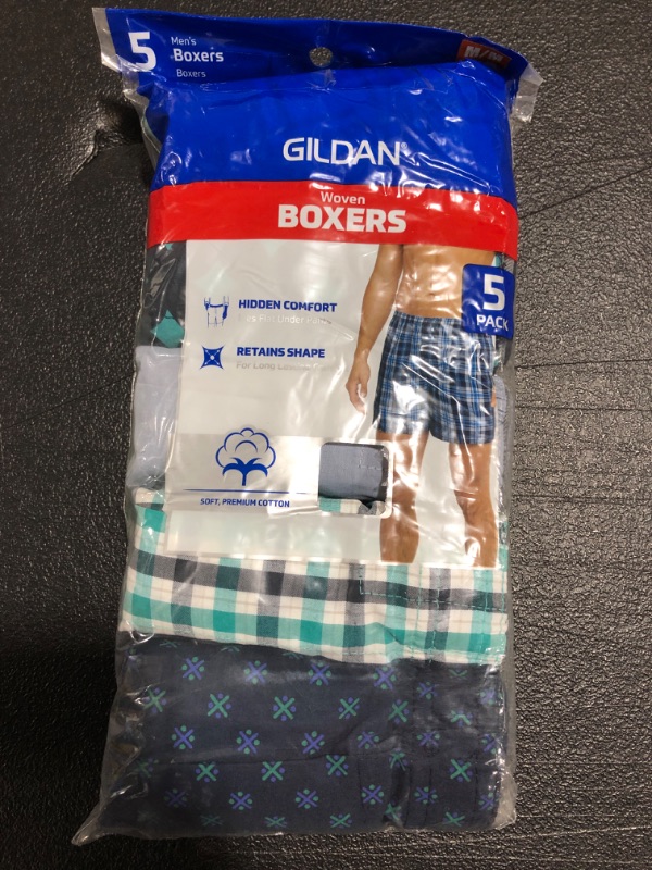 Photo 1 of 5 PACK MEN'S GILDAN BOXERS. SIZE MEDIUM 32-34. NEW!