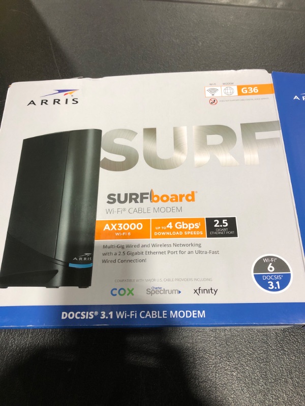 Photo 1 of ARRIS SURFboard 1001370 DOCSIS 3.1 G36 Gigabit Cable Modem & Wi-Fi 6 Router
