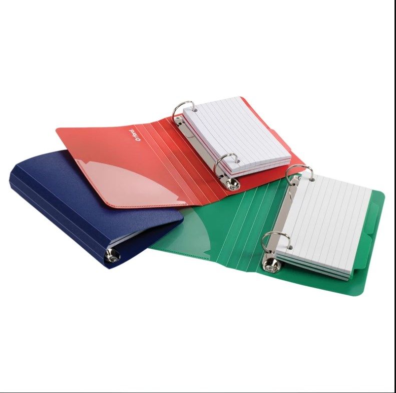 Photo 1 of Oxford Index Card Binder with Dividers, 3" X 5", Color Will Vary, 50 Cards,1 Binder (73570),Assorted (Blue, Green, Red) (2685844)
