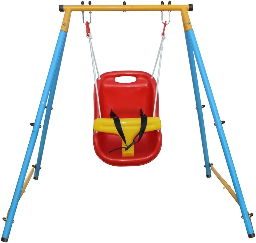 Photo 1 of KLB Sport Baby Toddler Indoor/Outdoor Metal Swing Set (Blue, Red, Yellow)
