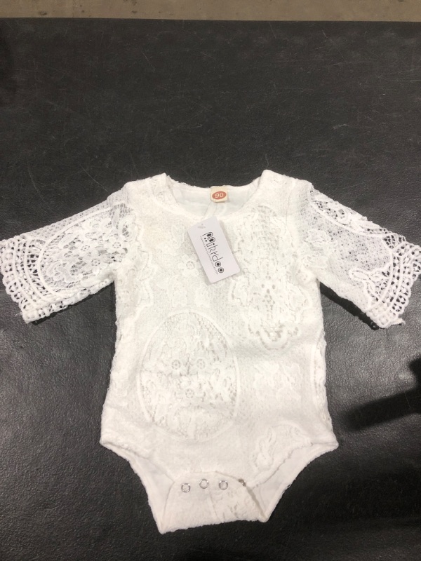 Photo 2 of Baby Girl Summer Romper Short Sleeve Round Neck Floral Lace Jumpsuit