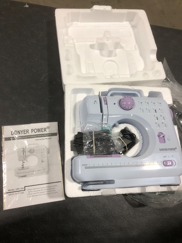 Photo 2 of DONYER POWER Electric Sewing Machine Portable Mini with 12 Built-in Stitches, 2 Speeds Double Thread, Embroidery,Foot Pedal
