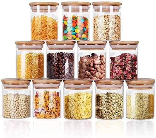 Photo 1 of 12 PC GLASS FOOD STORAGE BEANS WITH PEN STICKERS