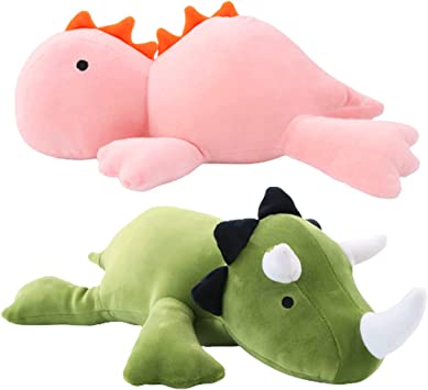 Photo 1 of  Soft Dinosaur Plush Toys, Cute Dinosaur Stuffed Animals, Dinosaur Throw Pillow, Dinosaur Stuffed Animal Doll, Christmas Birthday Gifts for Kids Adults ( Green  and Pink )
