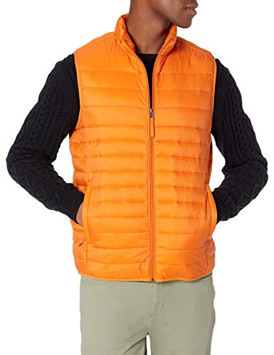 Photo 1 of Amazon Essentials Men's Lightweight Water-Resistant Packable Puffer Vest, Orange, X-Small
