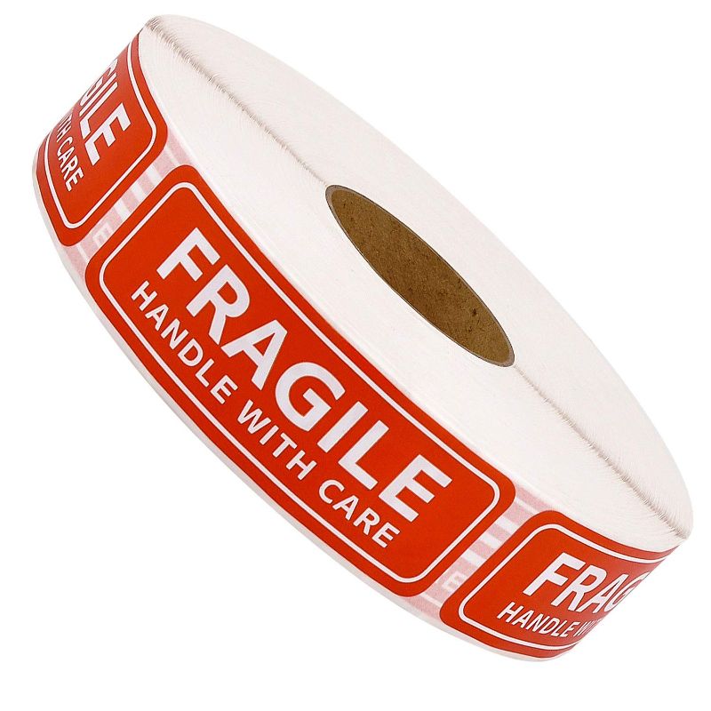 Photo 1 of Methdic Fragile Stickers - 1"x 3" Strong Adhesive Fragile Labels 1 Roll/1000 Labels(Handle with Care ,Fragile) Stickers for Shipping and Moving 1" x 3" | 1000 Labels