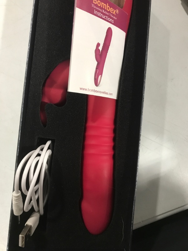 Photo 3 of Beaded Thrusting Rabbit Vibrator - BOMBEX William, 9.8" Triple Action G Spot Vibrator with Independent Clitoral Stimulator, 10 Patterns, Waterproof & Rechargeable Sex Toys for Women, Rose
