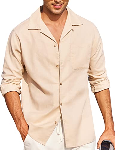 Photo 1 of COOFANDY Men's Cotton Linen Shirts Long Sleeve Casual Button Down Shirts Beach Top
Size 3XL
