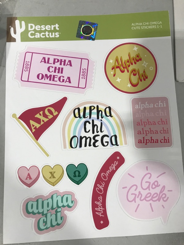 Photo 2 of Alpha Chi Omega AXO Sticker Decal Laptop Water Bottle Car (Cute Sheet)