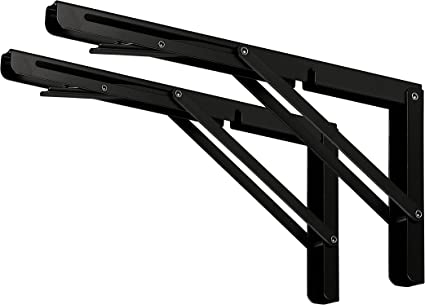 Photo 1 of 2 PCS BLACK FOLDING SHELF BRACKETS 14" 