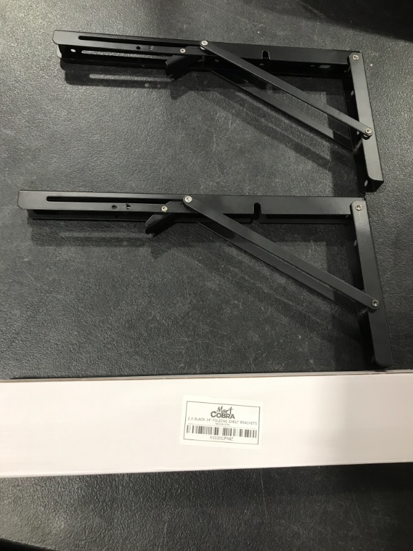 Photo 2 of 2 PCS BLACK FOLDING SHELF BRACKETS 14" 