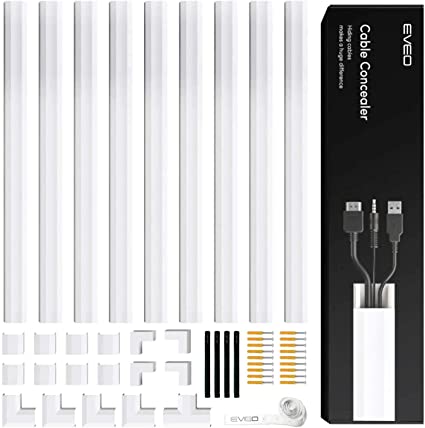 Photo 1 of 153” Cord Hider - Cord Cover Wall - Paintable Cable Concealer, Wire hiders for TV on Wall - Cable Management Cord Hider Wall Including Connectors & Adhesive Cable Raceway - Cord Management White 