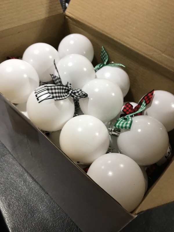 Photo 1 of 36 Pcs Buffalo Plaid Christmas Tree Ornaments, Christmas Ball Hanging Decoration with Buffalo Plaid Bow for Christmas Home Farmhouse Holidays Party Xmas 
