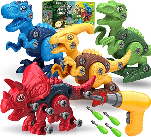 Photo 1 of Dinosaur Toys for 3, 4, 5, 6, 7 Year Old Boys, Take Apart Toys with Electric Drill for Kids, STEM Educational Construction Building Toys, Ideal Xmas Birthday Gift, Incl Tyrannosaurus Rex Triceratops
