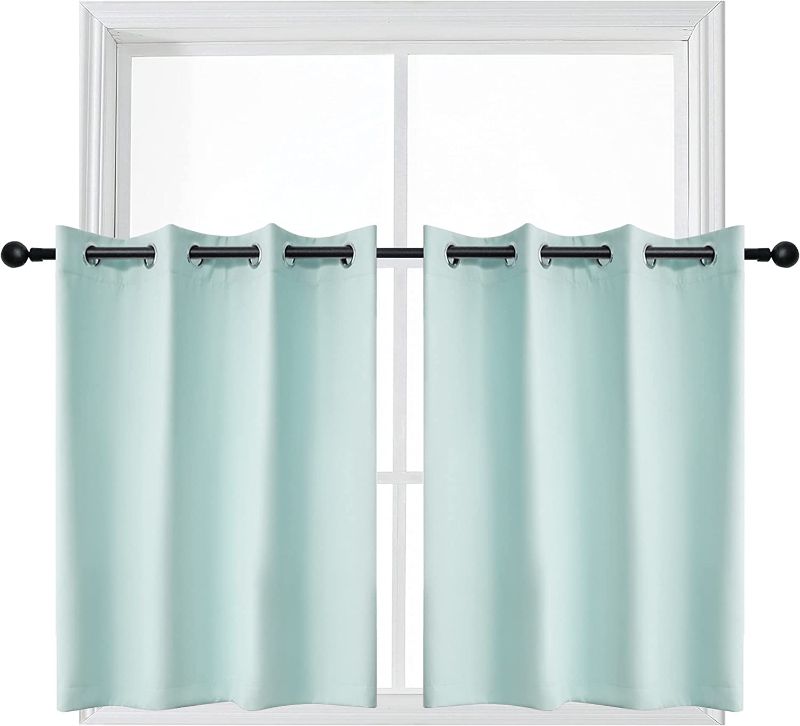 Photo 1 of 2 teal velvet curtains,sixe 36 x 55 in.