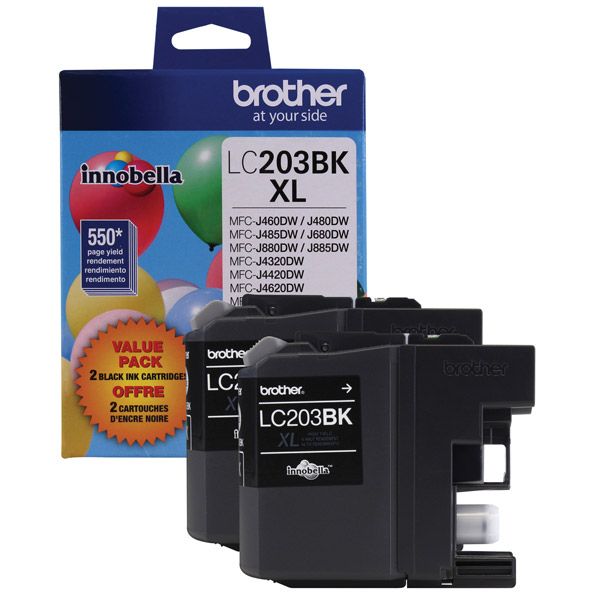 Photo 1 of Brother Genuine High-yield Black Printer Ink Cartridges LC2032PKS