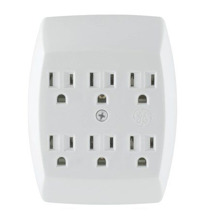 Photo 1 of GE 3-Prong 6 Outlet Wall Adapter and Grounding Hex Tap (White)