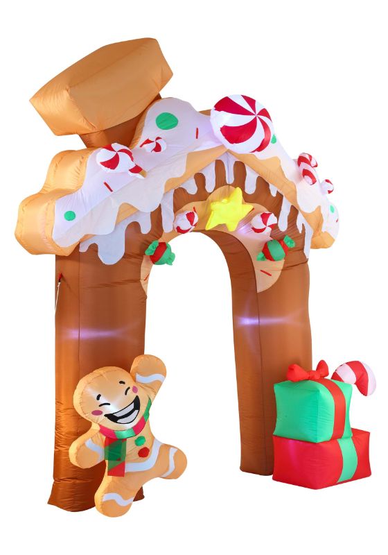 Photo 1 of 10 Foot Tall Jumbo Gingerbread Archway Inflatable Decoration