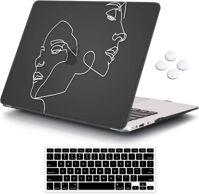 Photo 1 of iCasso MacBook Air 13 inch Case (Release 2010-2017 Older Version), Hard Shell Plastic Protective Case & Keyboard Cover Only Compatible with MacBook Air 13 Inch Model A1369/A1466 - Face Sketch