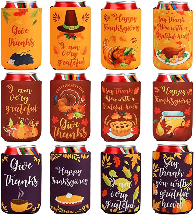Photo 1 of 3 otters Thanksgiving Can Coolers, 12PCS Fall Beer Can Coolies Thankful Grateful & Stuffed Can Coolers, Thanksgiving Favors, Friendsgiving 2022
