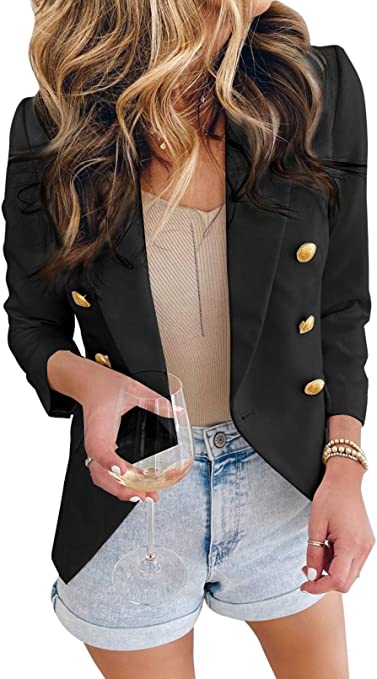 Photo 1 of Asvivid Womens Casual Pocketed Office Blazers Draped Open Front Cardigans Jacket Work Suit

