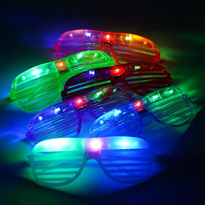 Photo 1 of 12 pieces Flashing LED Light up Slotted Shutter Sunglasses Shades Party Favors Bag Fillers (12)
