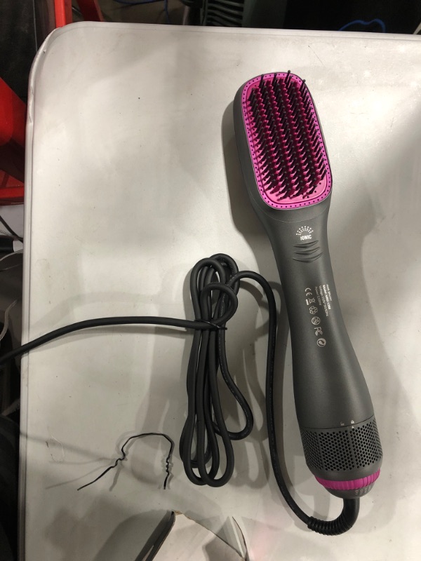 Photo 2 of APOKE 3 in 1 Hair Dryer Brush & Straightener Brush, Professional 1200W Powerful Ceramic Tourmaline Ionic Hot Air Brush, 3 Heat/2 Speed Settings One Step Hair Dryer and Styler for All Hair Types Rose