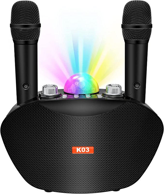 Photo 1 of YINDIA Karaoke Machine with Wireless Bluetooth Microphone - Portable PA Speaker System for Adults and Kids Controllable LED Lights Singing Party | Meeting Outdoor/Indoor Activity, Black