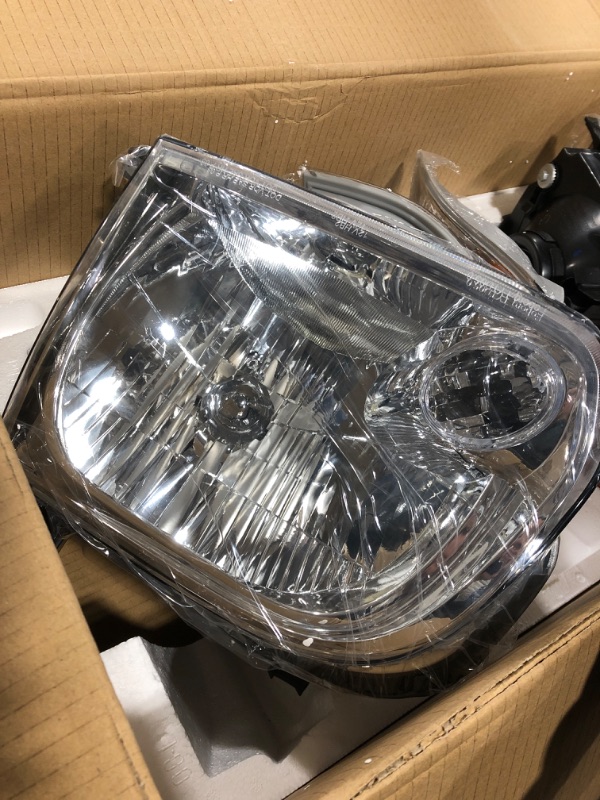 Photo 6 of AS Headlight Assembly Compatible with 2005-2006 Toyota Tundra Double Cab/ 2005-2007 Sequoia Headlamp Chrome Housing Driver and Passenger Side OE Replacement A-Chrome Housing Amber Reflector Clear Lens