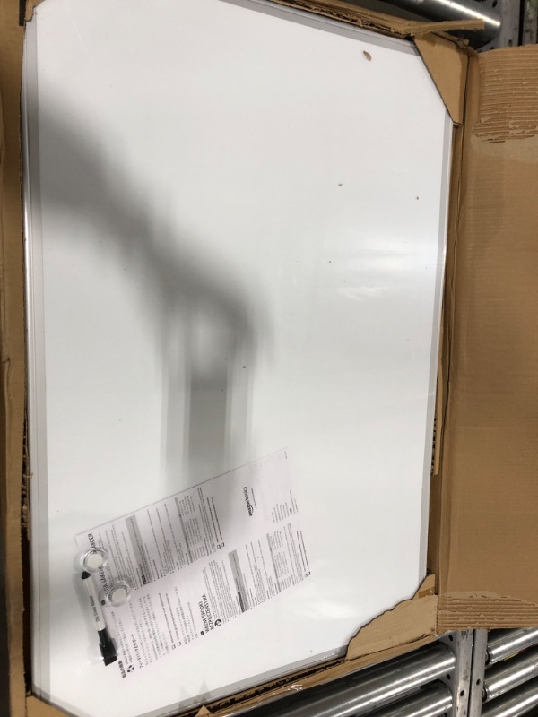 Photo 1 of Amazon Basics Magnetic Dry Erase White Board, 36 x 24-Inch Whiteboard - Silver Aluminum Frame 24" x 36" Magnetic, Aluminum Frame