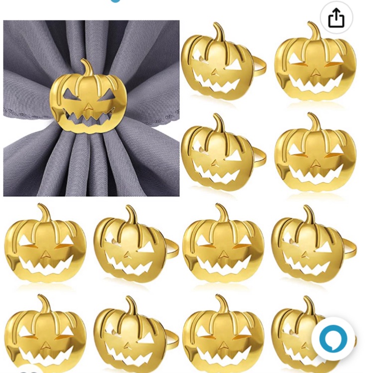 Photo 1 of 12 Pcs Pumpkin Napkin Rings Halloween Napkin Rings Holder Buckle Pumpkin Dinner Tables Rings Alloy Metal Spooky Napkin Holder Ring for Halloween Thanksgiving Party Decor (Gold)
4 PACKS 