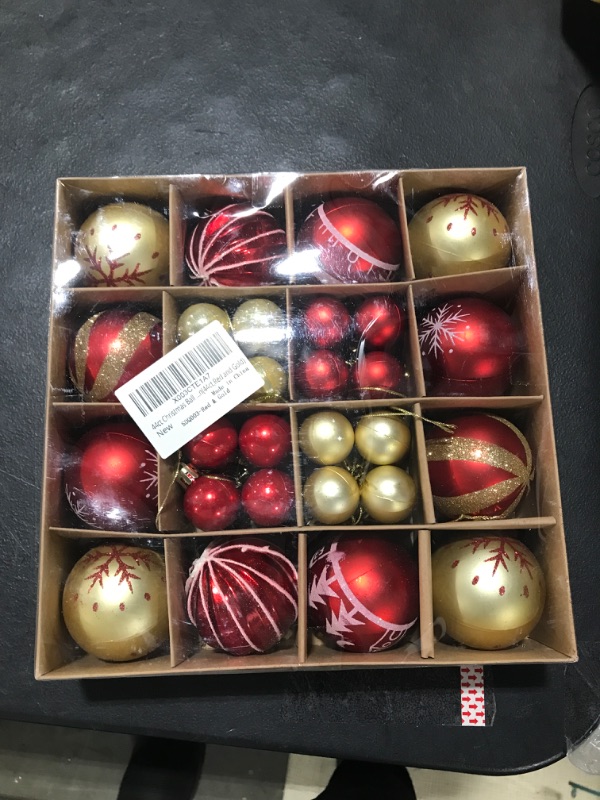 Photo 2 of 44ct Christmas Ball Ornaments,Red and Gold Ball Ornaments for Christmas Tree,Shatterproof Waterproof Glittering Christmas Decorative Hanging Ornaments,Christmas Decoration(44ct,Red and Gold)