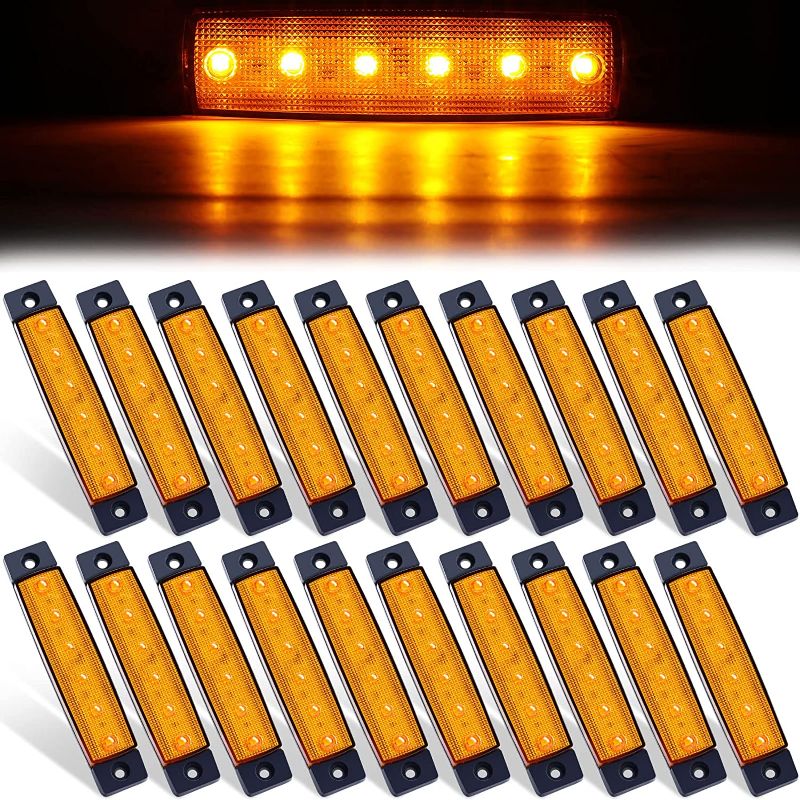 Photo 1 of 40 Pcs 3.8 Inches 6 LED Side Marker Lights Amber Trailer Marker Lights 12V Indicator Lights for Trucks RV Marker Light
